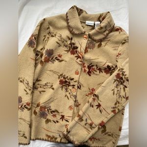 Fleece sweater jacket size large floral